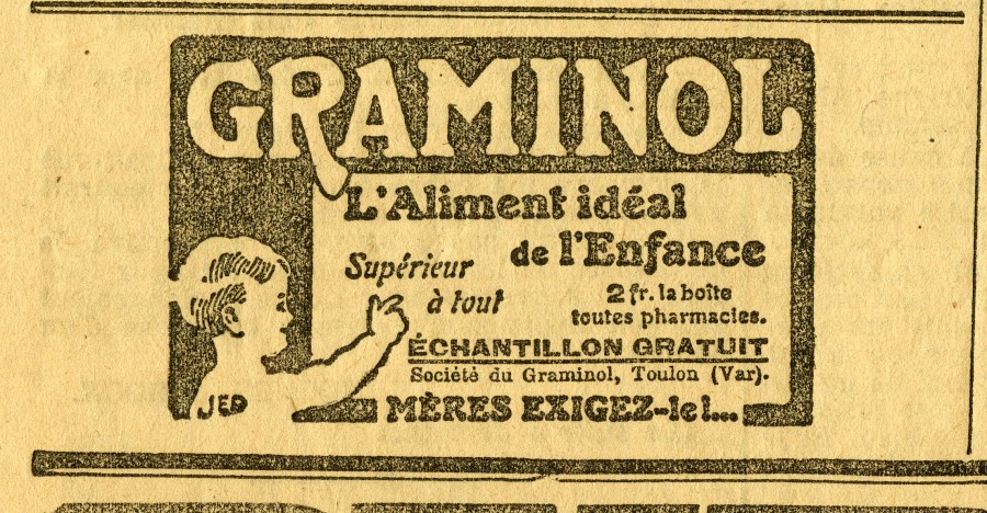 Publicit pour le Graminol, dans "la Gazette du Midi", (1904), (AMM)