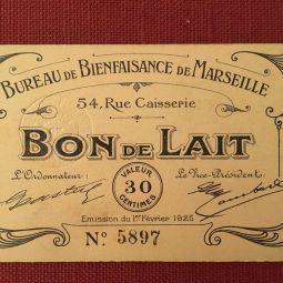 Bon de lait du bureau de bienfaisance de Marseille (Association des Amis du Patrimoine mdical de Marseille)
