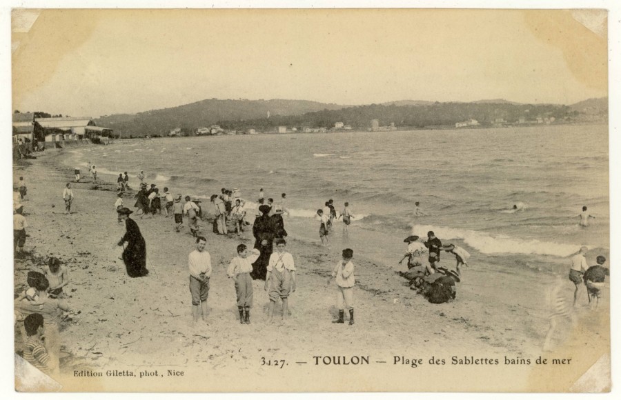 GILETTA (diteur), la plage des Sablettes  Toulon, [dbut XXeme sicle], carte postale (AMM, 39 Fi 286)